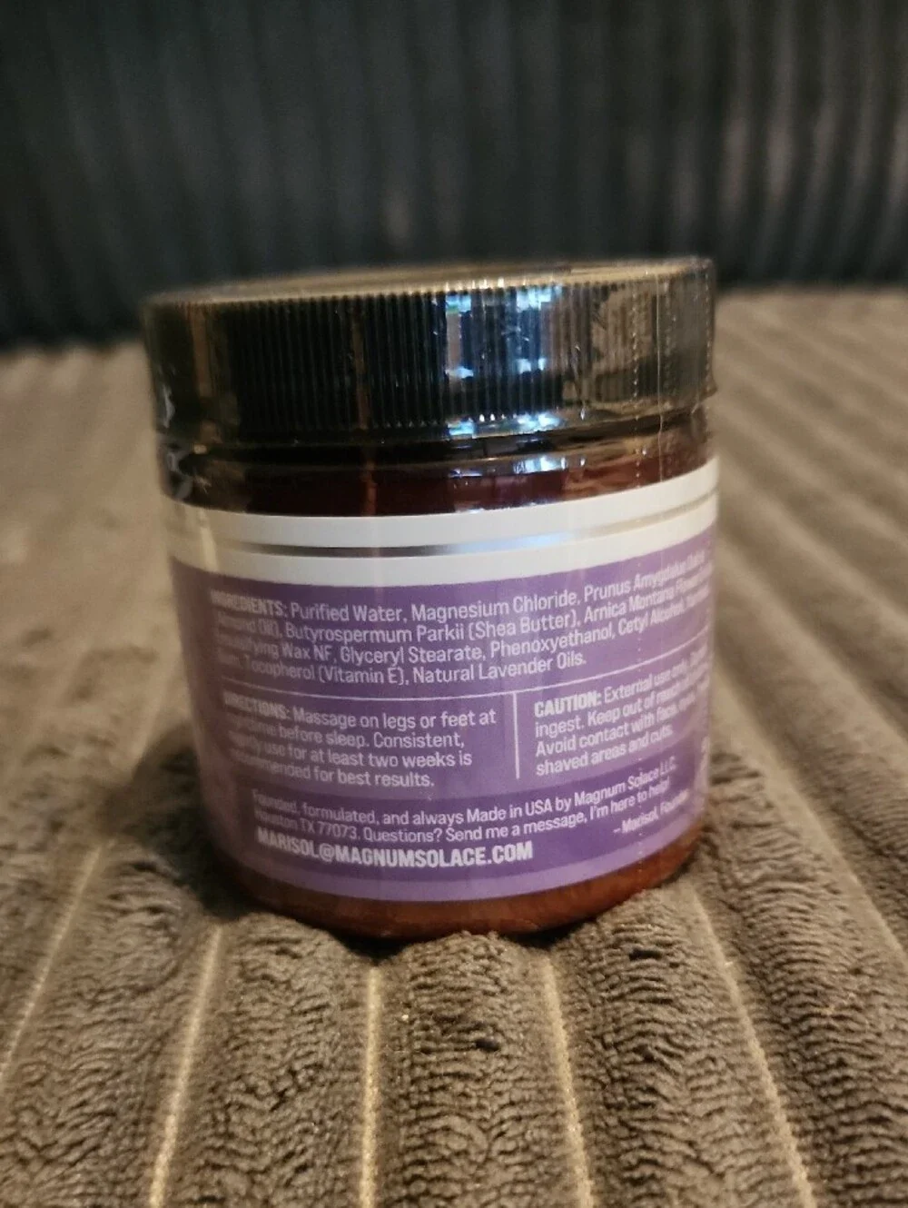 Magnumsolace Magnesium Lotion Jar with Lavender Purple Label